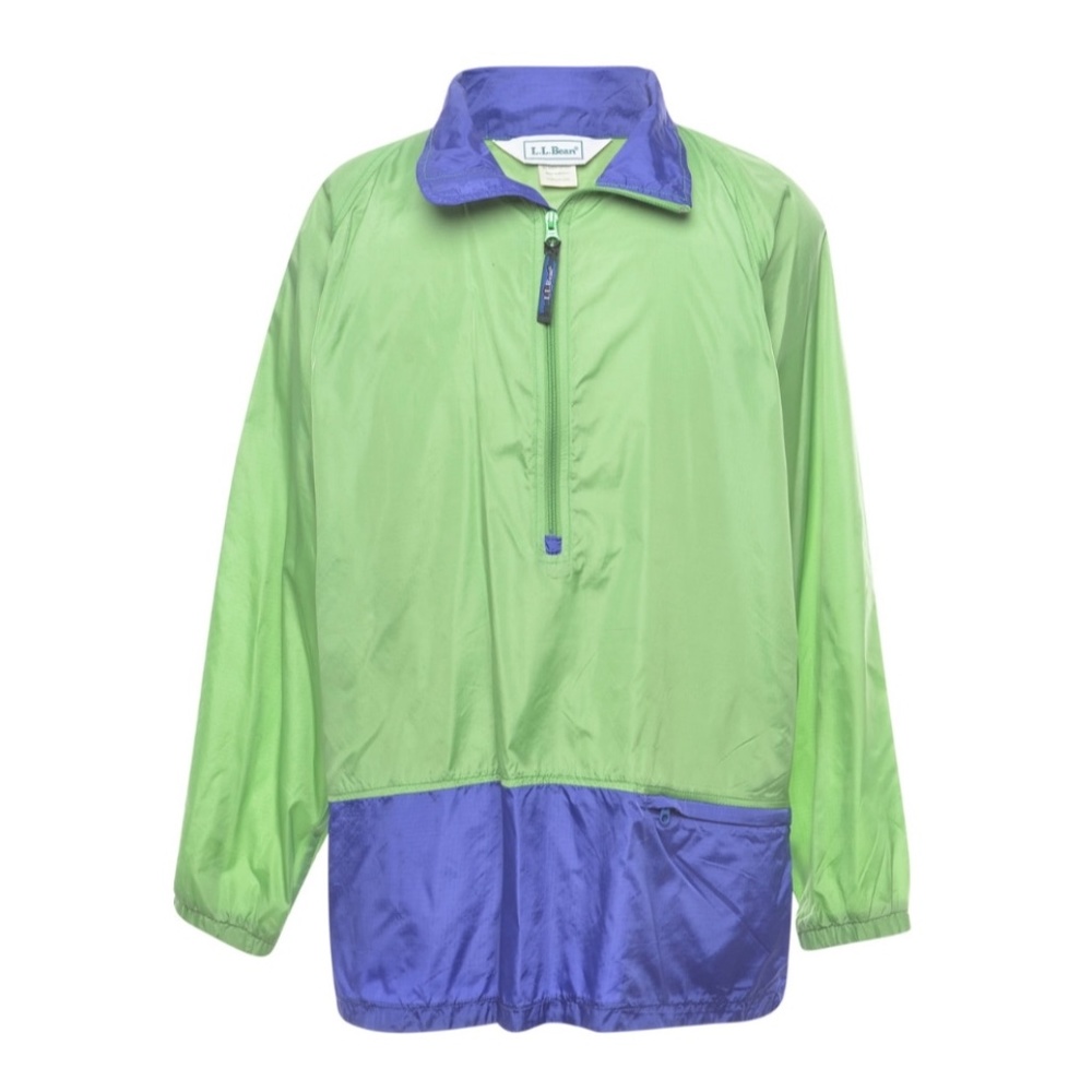 Vintage LL Bean Pullover Windbreaker Jacket Womens Size XL Lime Green & Purple